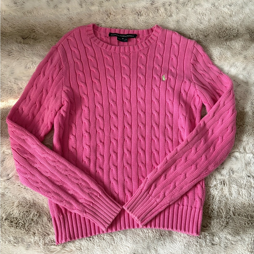Ralph Lauren Vibrant Pink Cable Knit Sweater